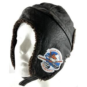 Disney Store Youth Piston Peak Planes Fire & Rescue Faux Leather Aviator Hat